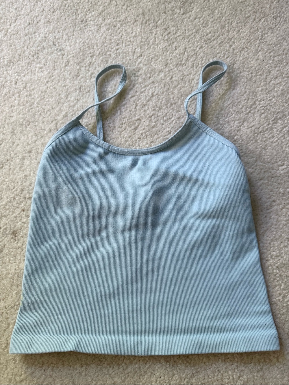 FP Movement by Free People Sky Blue Ribbed Spaghetti-Strap Tank